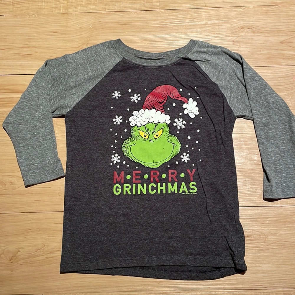 Youth S Merry Grinchmas 3/4 length sleeve t-shirt